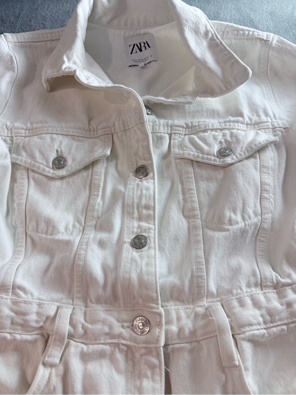 Zara - Women’s White Denim Jumpsuit - Picture 3 of 10